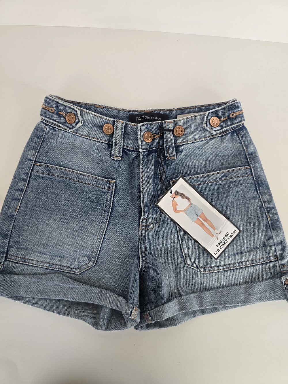 BCBGeneration Light Blue Denim Patch Pocket Shorts